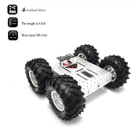 non-metal 4 wheel chassis off road powered platform 25 scale|Best chassis to build an all terrain robot on wheels.